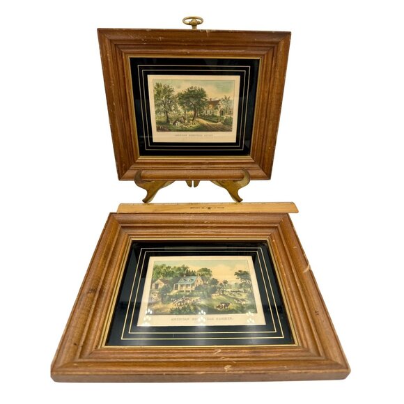 Set Of 2 Currier & Ives Prints "American Homestead" Summer & Autumn 8 X 10 Small - Picture 8 of 8